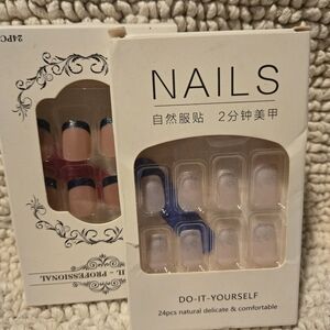 Press-On Nails with Navy French Tip